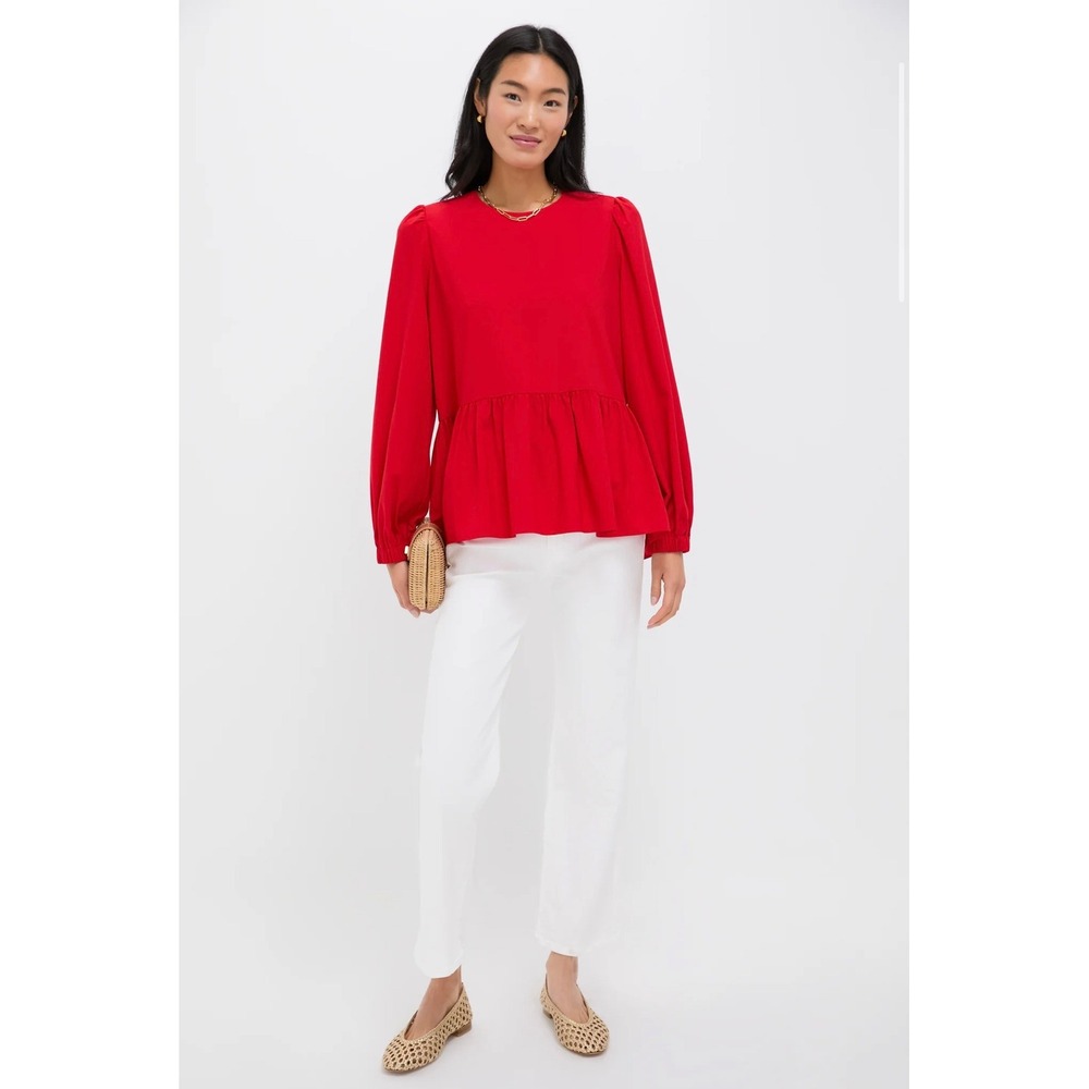 Pomander Place Womens Red Long Sleeve Peplum Blouse Top‎ Size Medium Tuckernuck